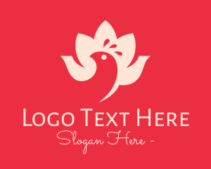 Peacock - Lotus Flower Bird logo design