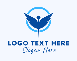 Yoga - Wellness Needle Wings logo design
