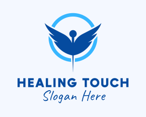 Wellness Needle Wings logo design