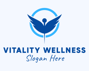 Wellness Needle Wings logo design