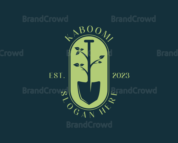 Shovel Plant Leaf Landscaping Logo