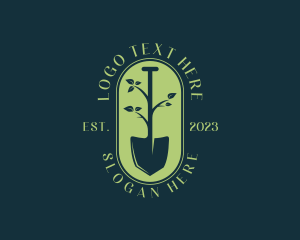 Seedling - Shovel Plant Leaf Landscaping logo design