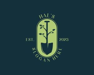 Shovel Plant Leaf Landscaping Logo