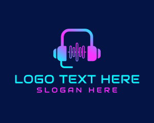 Radio - Music Headphone DJ logo design