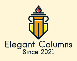 Column Shield Torch logo design