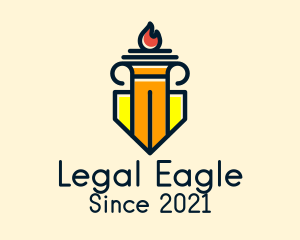 Lawmaker - Column Shield Torch logo design