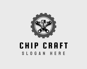 Wrench Piston Mechanic logo design