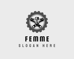 Wrench Piston Mechanic logo design