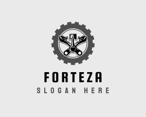 Wrench Piston Mechanic logo design