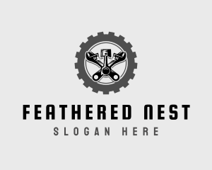 Wrench Piston Mechanic logo design