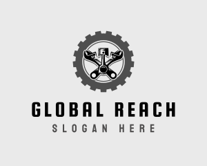 Wrench Piston Mechanic logo design