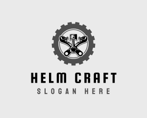 Wrench Piston Mechanic logo design