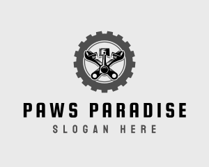 Wrench Piston Mechanic logo design