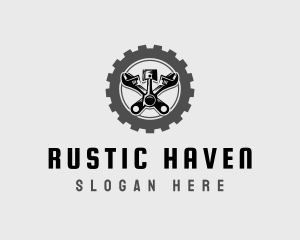 Wrench Piston Mechanic logo design