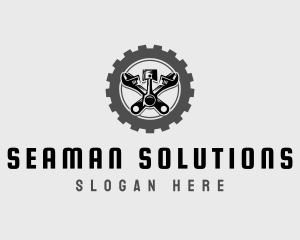 Wrench Piston Mechanic logo design