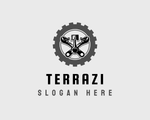 Wrench Piston Mechanic logo design