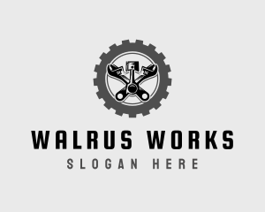 Wrench Piston Mechanic logo design