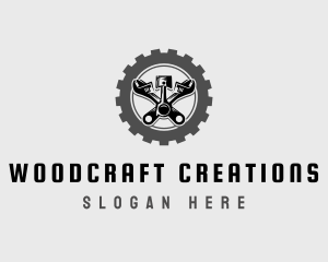 Wrench Piston Mechanic logo design