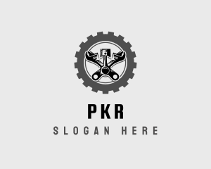 Wrench Piston Mechanic logo design