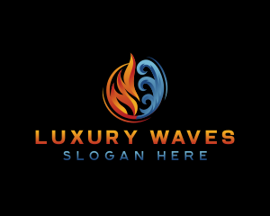 Flame Wave Hvac logo design