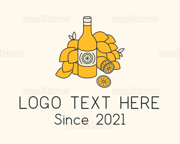 Lemon Kombucha Drink Bottle Logo