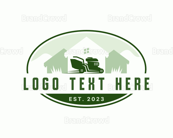 Lawn Mower Home Neighborhood Logo