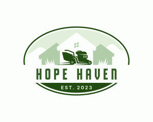 Lawn Mower Home Neighborhood Logo