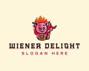 Wiener - Weiner Pig Barbecue logo design