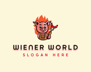 Weiner Pig Barbecue logo design