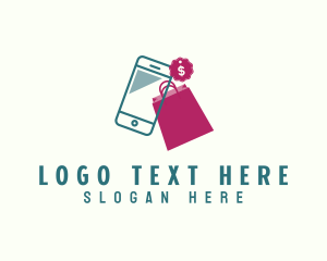 Tag - Shopping Bag Phone Discount logo design