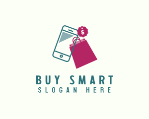 Shopping Bag Phone Discount logo design