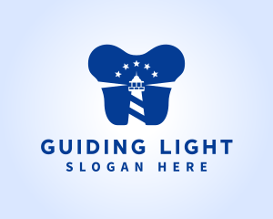 Blue Dental Lighthouse logo design