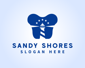 Blue Dental Lighthouse logo design