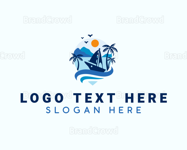 Tropical Yacht Location Pin Logo