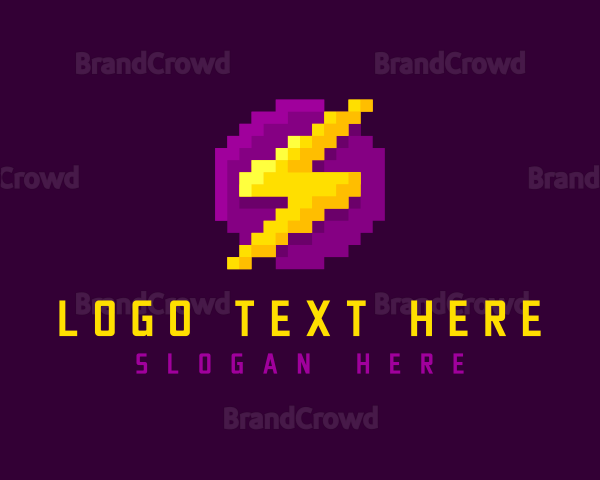 Pixelated Thunderbolt Power Logo