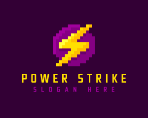 Thunderbolt - Pixelated Thunderbolt Power logo design