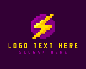 Thunderbolt - Pixelated Thunderbolt Power logo design