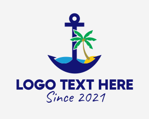 Island - Tropical Tree Anchor logo design