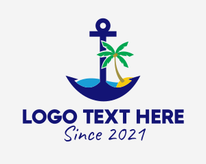 Coconut Tree - Tropical Tree Anchor logo design
