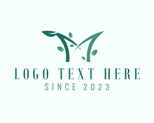 Ecosystem - Farming Plant Letter M logo design