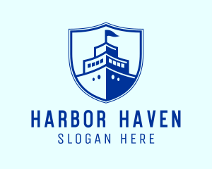 Naval Destroyer Ship Shield logo design