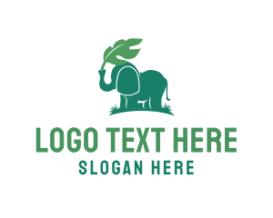 Elephant - Wild Elephant Leaf logo design