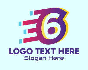 Jersey Number - Modern Tech Number 6 logo design