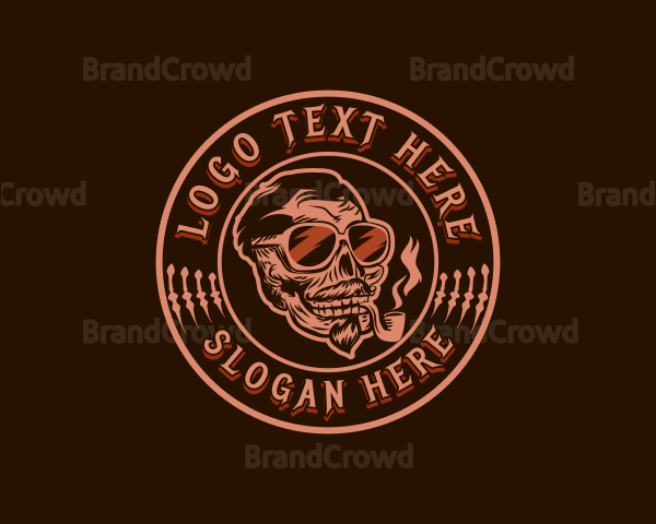 Skull Tobacco Pipe Logo