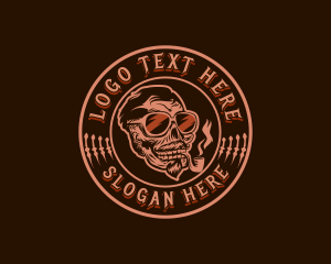 Death - Skull Tobacco Pipe logo design