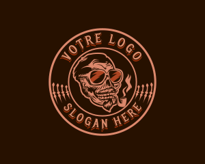 Smoke - Skull Tobacco Pipe logo design