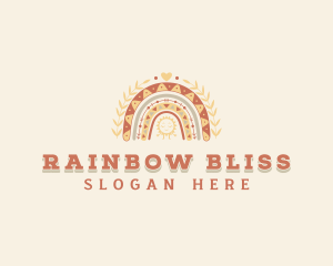 Rainbow Sun Boho logo design