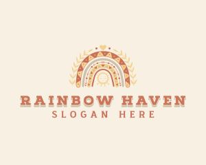 Rainbow Sun Boho logo design