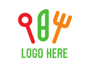 Lunch - Kids Children Food Cutlery logo design