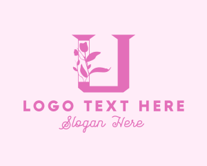 Rose - Floral Letter U logo design